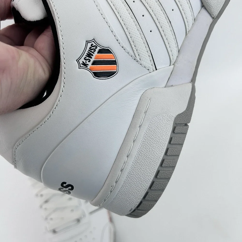 Retro Preppy Tenniscore Court Sneakers Mens 12 White Orange Casual Old Money
